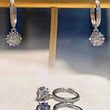 S925 Sunflower Earrings Diamonds Bright Jewelry Party Gift