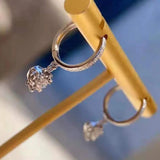 S925 Sunflower Earrings Diamonds Bright Jewelry Party Gift