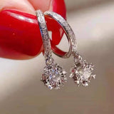 S925 Sunflower Earrings Diamonds Bright Jewelry Party Gift