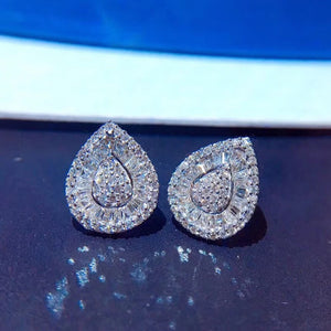 S925 Sterling Silver Diamond Drops Earrings Bright Zircon Girl's Gift