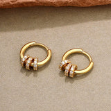 S925 Silver 3 Circle Zircon Earrings Female Jewelry Girl Gift Party