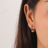 S925 Silver 3 Circle Zircon Earrings Female Jewelry Girl Gift Party