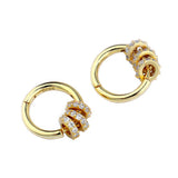 S925 Silver 3 Circle Zircon Earrings Female Jewelry Girl Gift Party
