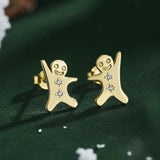 S925 Sterling Silver Christmas Earrings Bright Zircon Jewelry