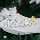 S925 Sterling Silver Christmas Earrings Bright Zircon Jewelry