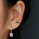 S925 Sterling Silver Circle Eight Star Earrings with Zircon for Women