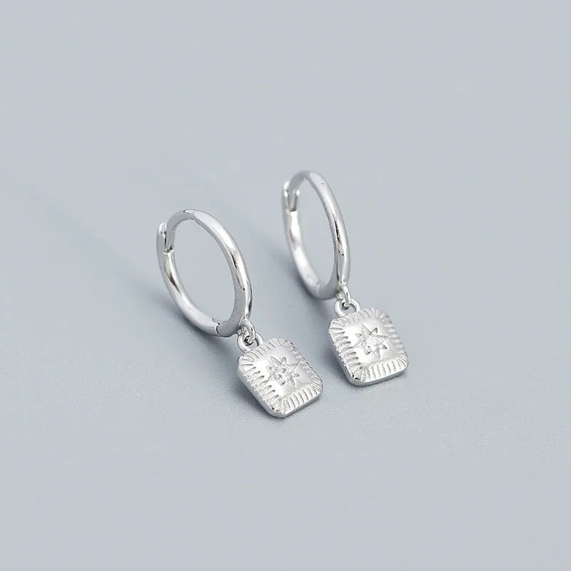 S925 Sterling Silver Circle Eight Star Earrings with Zircon for Women