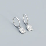 S925 Sterling Silver Circle Eight Star Earrings with Zircon for Women