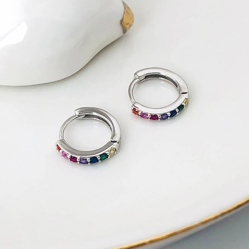 S925 Circle Rainbow Earrings Women's Jewelry