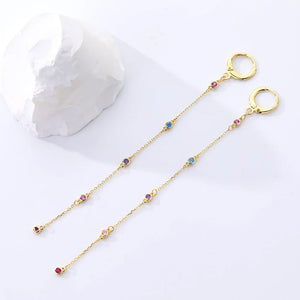 S925 Sterling Silver Chain Earrings Circle Female Charm Jewelry