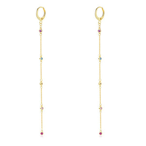S925 Sterling Silver Chain Earrings Circle Female Charm Jewelry