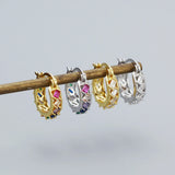 Colorful Zircon Earrings Women's Sterling Silver Jewelry
