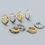 Colorful Zircon Earrings Women's Sterling Silver Jewelry