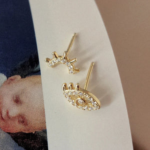 S925 Devil's Eye Earrings Asymmetrical Zircon Jewelry