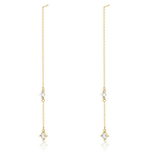 S925 Sterling Silver Diamond Chain Women's Earrings Tassels Charm Jewelry