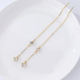 S925 Sterling Silver Diamond Chain Women's Earrings Tassels Charm Jewelry