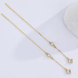 S925 Sterling Silver Diamond Chain Women's Earrings Tassels Charm Jewelry