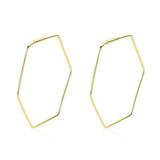S925 Silver Geometric Hexagon Earrings for Women, Big Female Jewelry