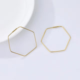 S925 Silver Geometric Hexagon Earrings for Women, Big Female Jewelry