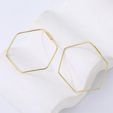 S925 Silver Geometric Hexagon Earrings for Women, Big Female Jewelry
