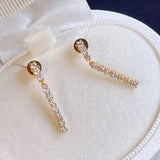 S925 Sterling Silver Zircon Diamond Stud Earrings Women's Jewelry