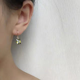 Sterling Silver Zircon Baguette Olive Green Diamond Hoop Earrings