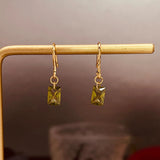 Sterling Silver Zircon Baguette Olive Green Diamond Hoop Earrings