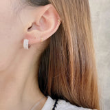 925 Silver Zircon Circle Earrings Women's Jewelry Gift