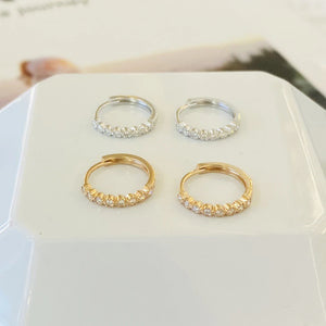 S925 Silver Zircon Diamond Circle Stud Earrings Women's Jewelry