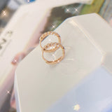 S925 Silver Zircon Diamond Circle Stud Earrings Women's Jewelry