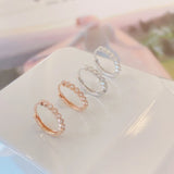 S925 Silver Zircon Diamond Circle Stud Earrings Women's Jewelry