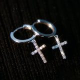S925 Zircon Diamond Cross Stud Earrings