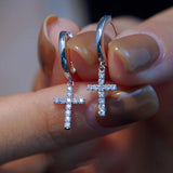 S925 Zircon Diamond Cross Stud Earrings