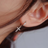 S925 Zircon Diamond Cross Stud Earrings