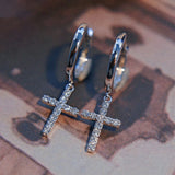 S925 Zircon Diamond Cross Stud Earrings