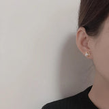 S925 Silver Zircon Diamond Pearl Stud Earrings Women Jewelry