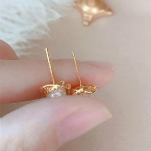 S925 Silver Zircon Diamond Pearl Stud Earrings Women Jewelry