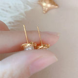 S925 Silver Zircon Diamond Pearl Stud Earrings Women Jewelry
