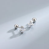 Sterling Silver Zircon Diamond Planet Stud Earrings