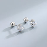 Sterling Silver Zircon Diamond Planet Stud Earrings