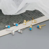 Sterling Silver Zircon Stud Earrings