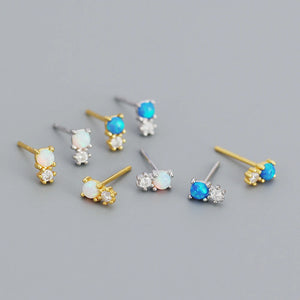 Sterling Silver Zircon Stud Earrings