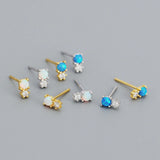 Sterling Silver Zircon Stud Earrings