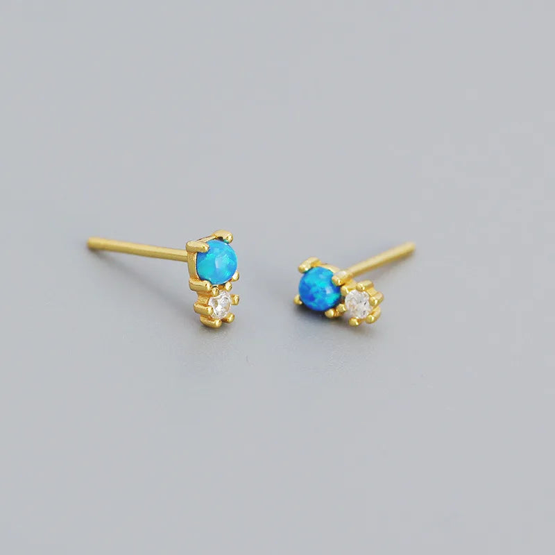 Sterling Silver Zircon Stud Earrings