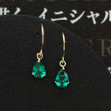 S925 Green Zircon Water Drops Hoop Earrings, High Carbon Diamonds