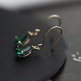 S925 Green Zircon Water Drops Hoop Earrings, High Carbon Diamonds