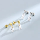 Sterling Silver Zircon Marquise Stud Earrings Women Jewelry