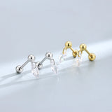 Sterling Silver Zircon Marquise Stud Earrings Women Jewelry