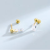 Sterling Silver Zircon Marquise Stud Earrings Women Jewelry
