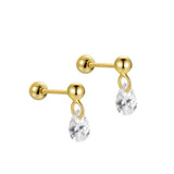 Sterling Silver Zircon Marquise Stud Earrings Women Jewelry